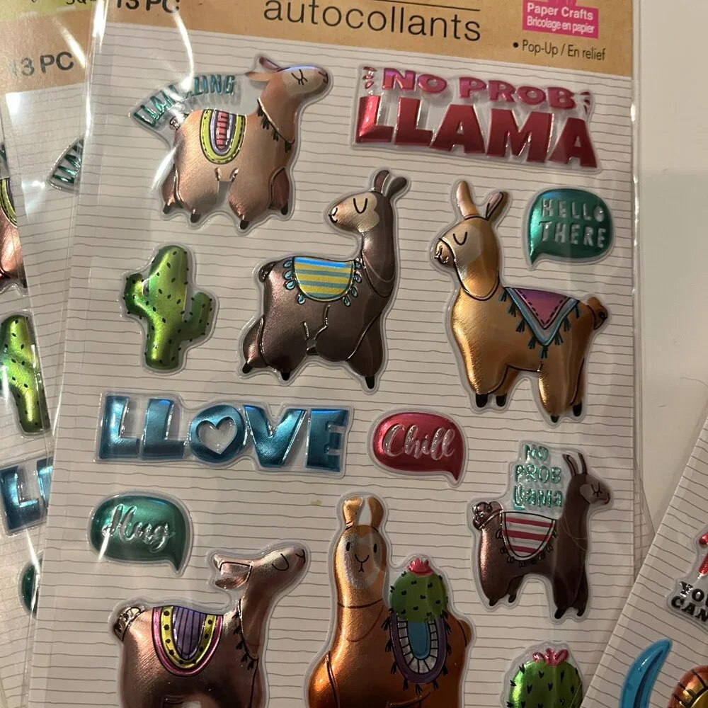 Metallic Puffy Stickers 10 Packs (Space Ocean Llamas Travel Sports) NEW‎